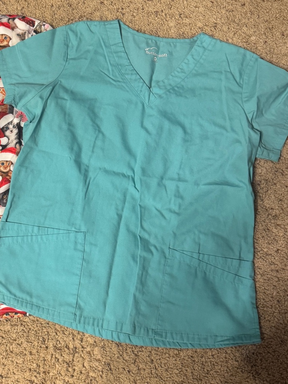 Buttersoft Teal V-Neck Scrub Top